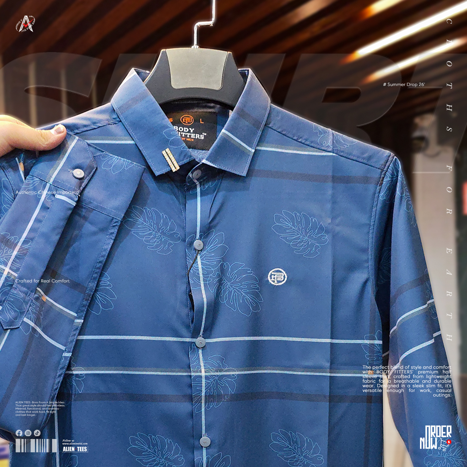 4H65 Light Navy Blue - Verge Plaid Shirt