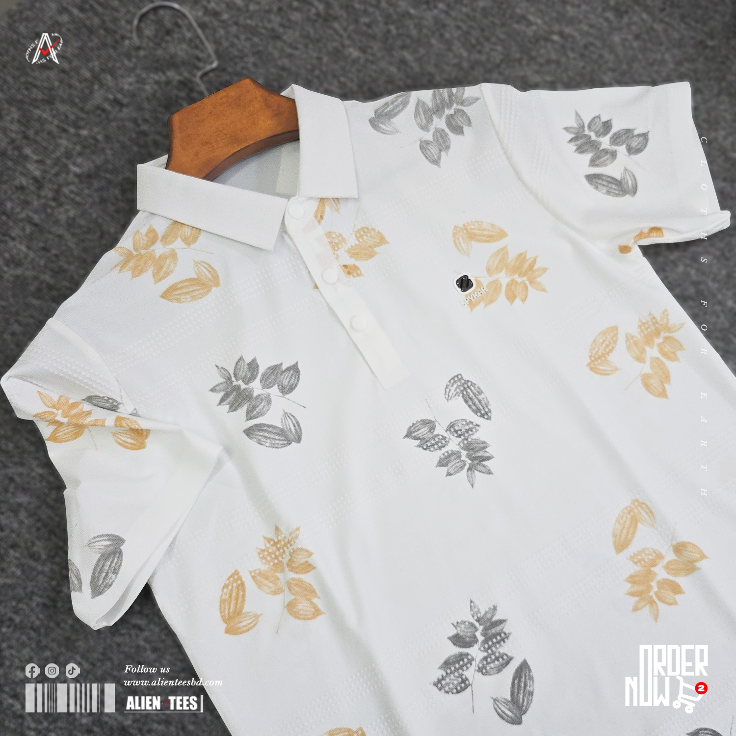 1R120 Cotton White - Foliage Polo