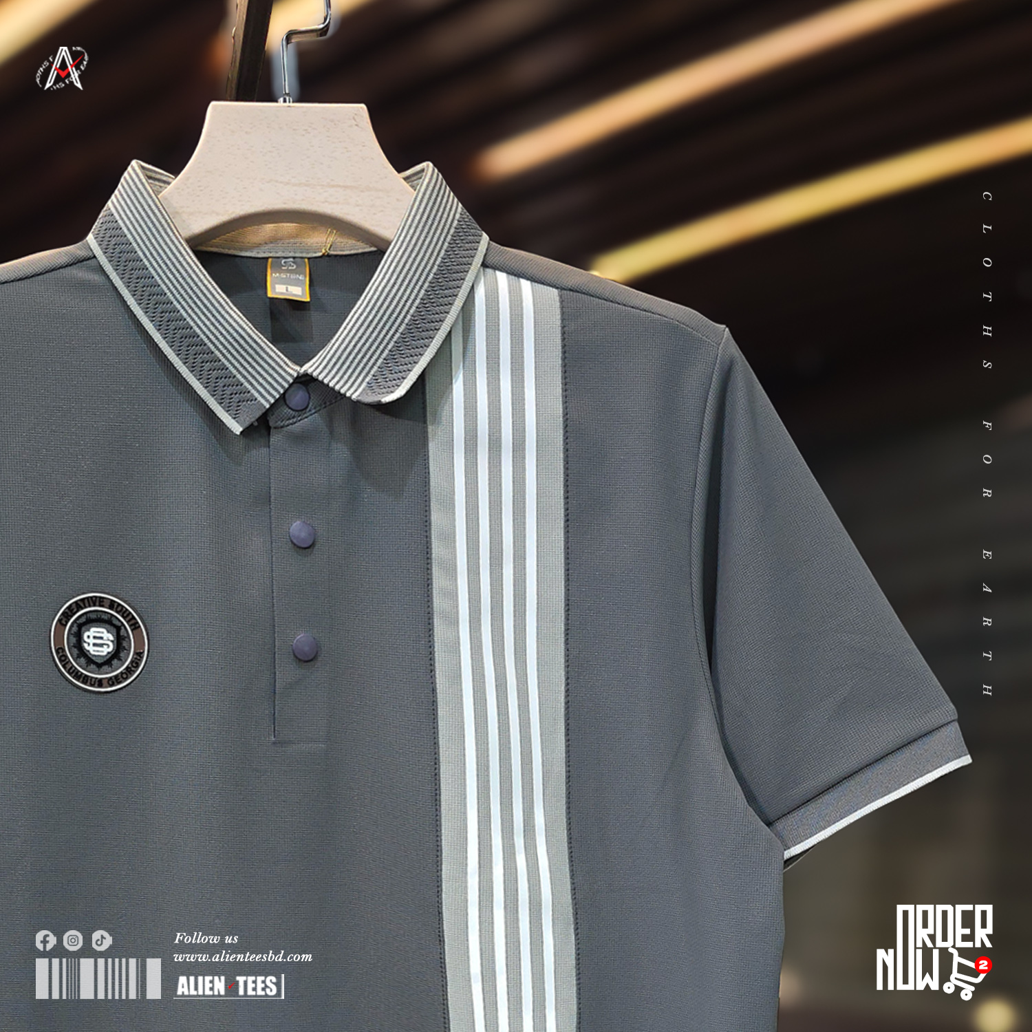 1R131 Riverbed Blue - Monarch Quad Stripe Polo